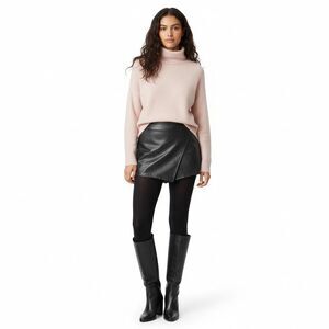 NEW Altard State Vegan Faux Leather Skort Skirt Women Small Black Mini Shorts